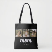 Mom Established Script Black 3 Photos Tote Bag (Voorkant)