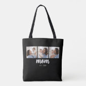 Mom Established Script Black 3 Photos Tote Bag (Achterkant)