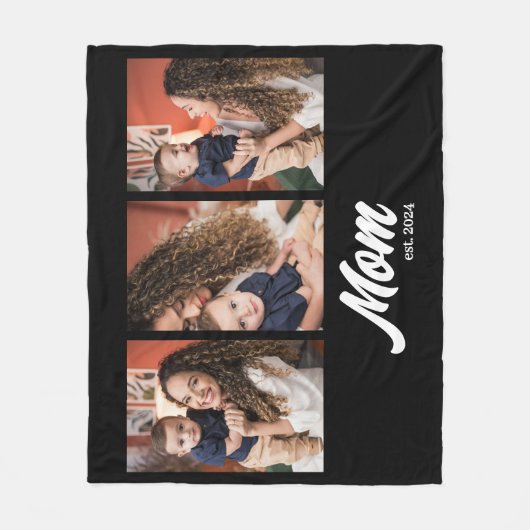 Mom Established Script Black Photo Fleece Deken (Voorkant)
