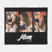 Mom Established Script Black Photo Fleece Deken (Voorkant (Horizontaal))