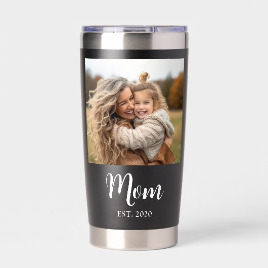Mom Established Script Black Photo Geïsoleerde Drinkbeker (Voorkant)