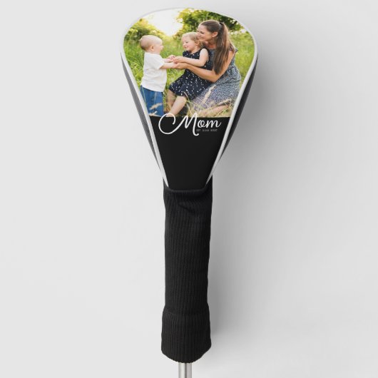 Mom Established Script Black Photo Golfheadcover (Voorkant)