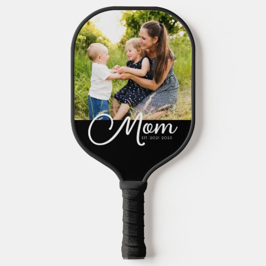 Mom Established Script Black Photo Pickleball Paddle (Voorkant)