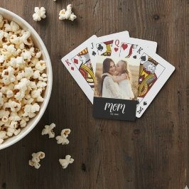 Mom Established Script Black Photo Playing Cards Pokerkaarten