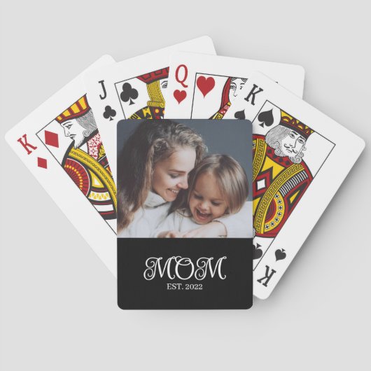 Mom Established Script Black Photo Poker Cards Pokerkaarten (Achterkant)