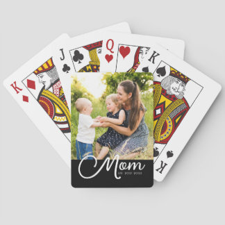 Mom Established Script Black Photo  Pokerkaarten