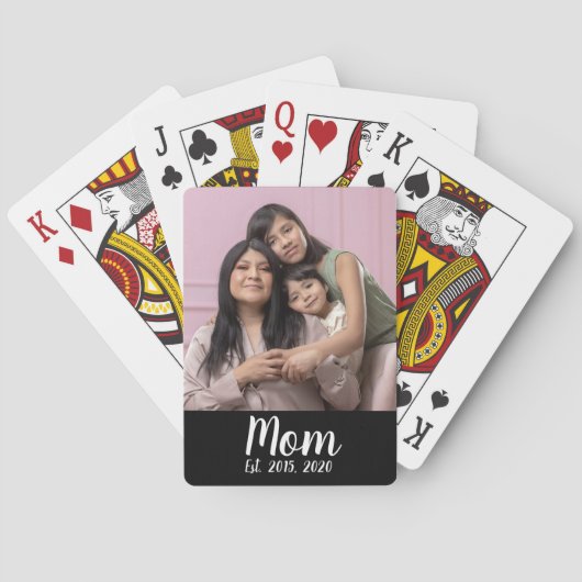 Mom Established Script Black Photo Pokerkaarten (Achterkant)