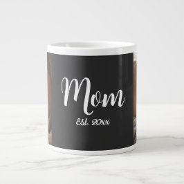 Mom Established Script Black Photo Specialty Mug Grote Koffiekop