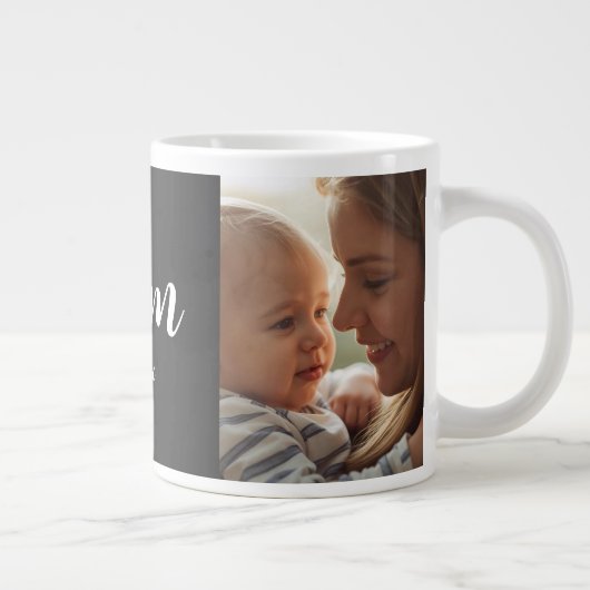 Mom Established Script Black Photo Specialty Mug Grote Koffiekop (Rechts)