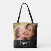 Mom Established Script Black Photo Tote Bag (Achterkant)