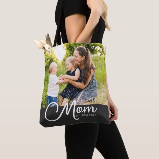 Mom Established Script Black Photo Tote Bag (Dichtbij)