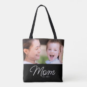 Mom Established Script Black Photo Tote Bag (Achterkant)