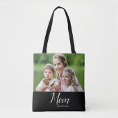 Mom Established Script Black Photo  Tote Bag (Voorkant)