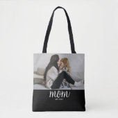 Mom Established Script Black Photo Tote Bag (Voorkant)