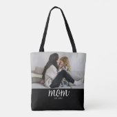 Mom Established Script Black Photo Tote Bag (Achterkant)