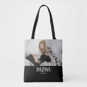 Mom Established Script Black Photo Tote Bag (Voorkant)