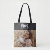 Mom Established Script Black Photo Tote Bag (Voorkant)