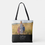 Mom Established Script Black Photo Tote Bag (Achterkant)