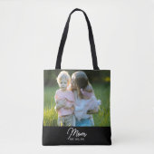 Mom Established Script Black Photo Tote Bag (Voorkant)
