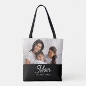Mom Established Script Black Photo Tote Bag (Achterkant)