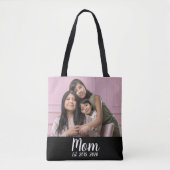 Mom Established Script Black Photo Tote Bag (Voorkant)