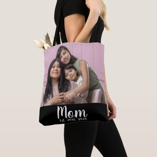 Mom Established Script Black Photo Tote Bag (Dichtbij)