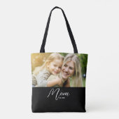 Mom Established Script Black Photo Tote Bag (Achterkant)