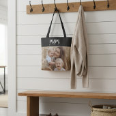 Mom Established Script Black Photo Tote Bag