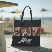 Mom Established Script Black Photo Tote Bag