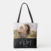 Mom Established Script Black Photo Tote Bag (Achterkant)