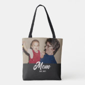 Mom Established Script Black Photo Tote Bag (Achterkant)