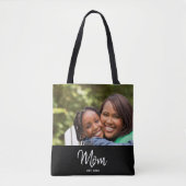 Mom Established Script Black Photo Tote Bag (Voorkant)