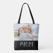 Mom Established Script Black Photo Tote Bag (Achterkant)
