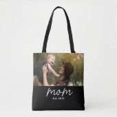 Mom Established Script Black Photo Tote Bag (Voorkant)
