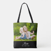 Mom Established Script Black Photo Tote Bag (Achterkant)