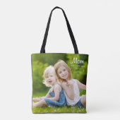 Mom Established Script Black Photo Tote Bag (Achterkant)