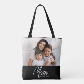 Mom Established Script Black Photo Tote Bag (Achterkant)