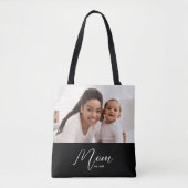 Mom Established Script Black Photo Tote Bag (Voorkant)