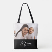 Mom Established Script Black Photo Tote Bag (Achterkant)