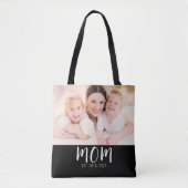 Mom Established Script Black Photo Tote Bag (Voorkant)
