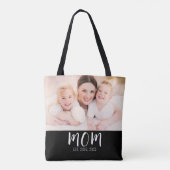 Mom Established Script Black Photo Tote Bag (Achterkant)