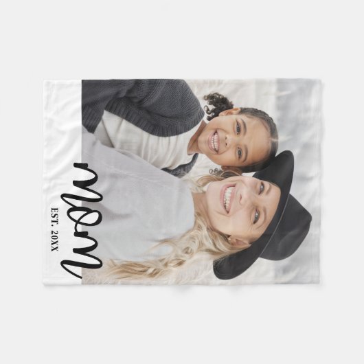 Mom Established Script Photo Gift Fleece Deken (Voorkant (Horizontaal))