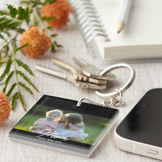 Mom Established Script Photo Sleutelhanger (Voorkant Rechts)