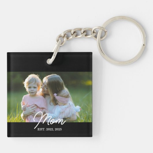 Mom Established Script Photo Sleutelhanger (Achterkant)
