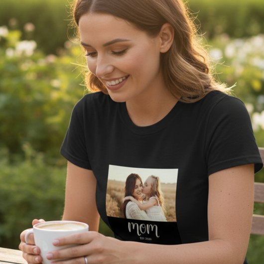 Mom Established Script Photo T-Shirt