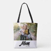 Mom Established Script White Photo Tote Bag (Achterkant)