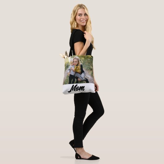 Mom Established Script White Photo Tote Bag (Op model)