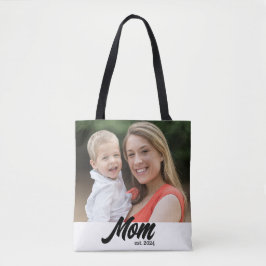 Mom Established Script White Photo Tote Bag