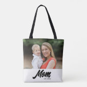 Mom Established Script White Photo Tote Bag (Achterkant)