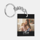 Mom Established White Elegant Script Photo Sleutelhanger (Voorkant Links)
